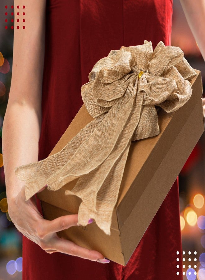 Granatan 1 Pcs Large Burlap Bow 14.9 x 9 inches, Farmhouse Burlap Fabric Bow for Wreath, Rustic Decorations for Home, Easter Bows for Wreaths - Image 5